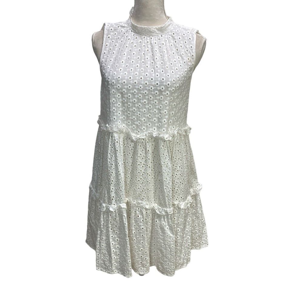 ASOS Dress Size 8‎ Eyelet Sleeveless Layered Summer Cover Up Cotton ? Womens